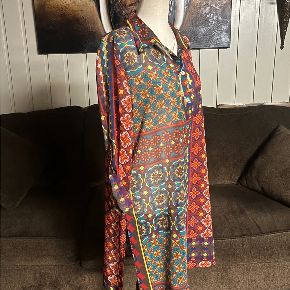 Multiples ~ Medium ~ Vintage ~ Mandala Design ~ Fall Colors ~ Tunic Blouse - Picture 11 of 16